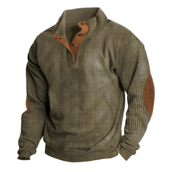 Men’s Patchwork Stand Collar Hoodie Jacket – Casual Loose Fit Long Sleeve Sweatshirt