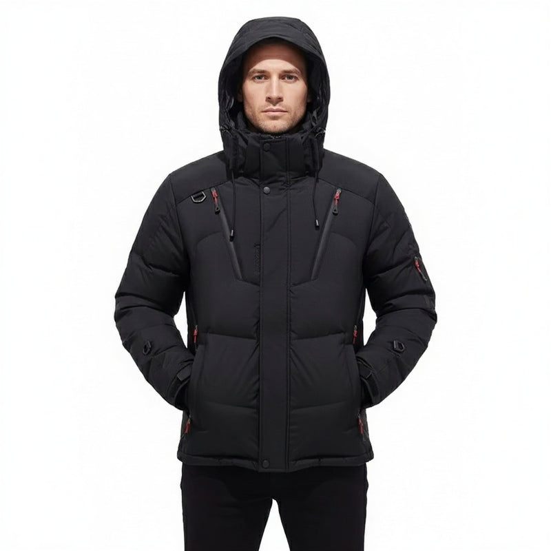 Men's -20 Degree Down Jacket, Hooded Winter Parka, White Duck Down, Outdoor Snow Coat, Sizes M to 4XL