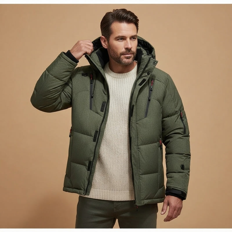 Men's -20 Degree Down Jacket, Hooded Winter Parka, White Duck Down, Outdoor Snow Coat, Sizes M to 4XL