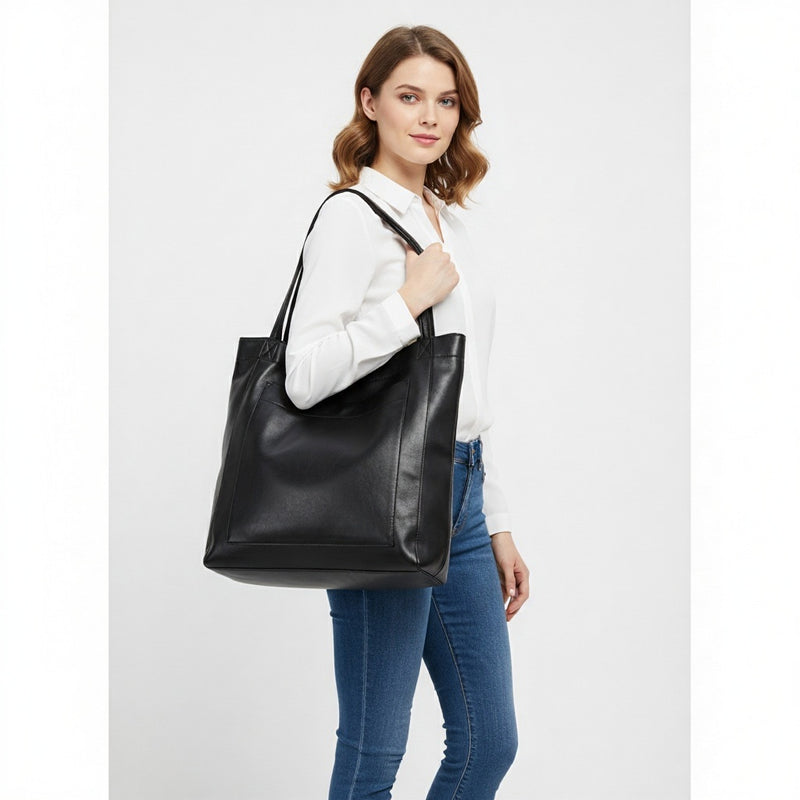 Large Capacity Retro Faux Leather Tote Shoulder Bag for Women Casual Versatile Handbag and Purse