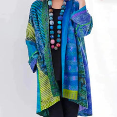 Women's Patchwork Bohemian Cardigan with Open Front Fit