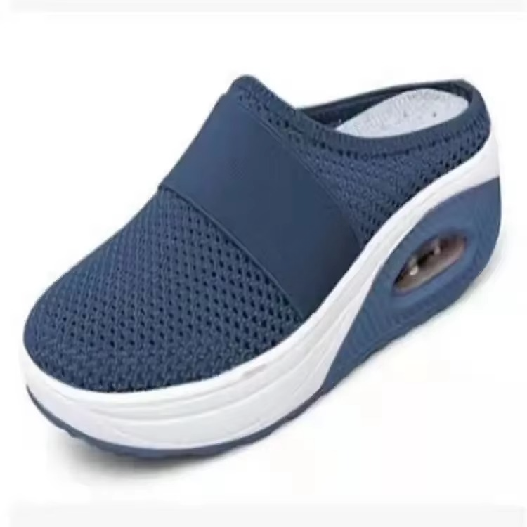 Women's Orthopedic Air Cushion Slip-On Walking Shoes, Lightweight Mesh Platform Mules