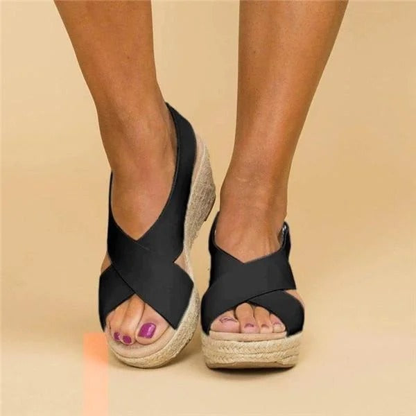 Women's Orthopedic Espadrilles Wedge Sandals With Cross Straps