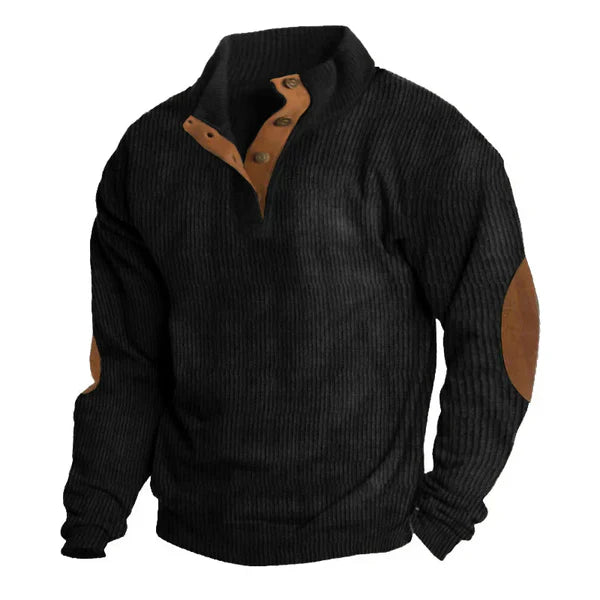 Men’s Patchwork Stand Collar Hoodie Jacket – Casual Loose Fit Long Sleeve Sweatshirt