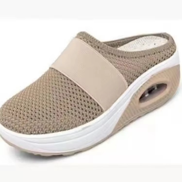 Women's Orthopedic Air Cushion Slip-On Walking Shoes, Lightweight Mesh Platform Mules