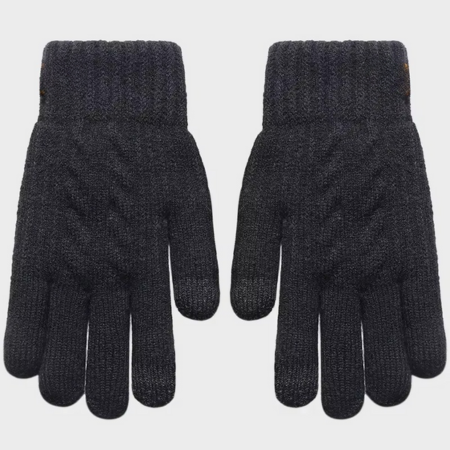 Men’s Winter Knit Touch Screen Gloves with Double-Layer Plush Lining