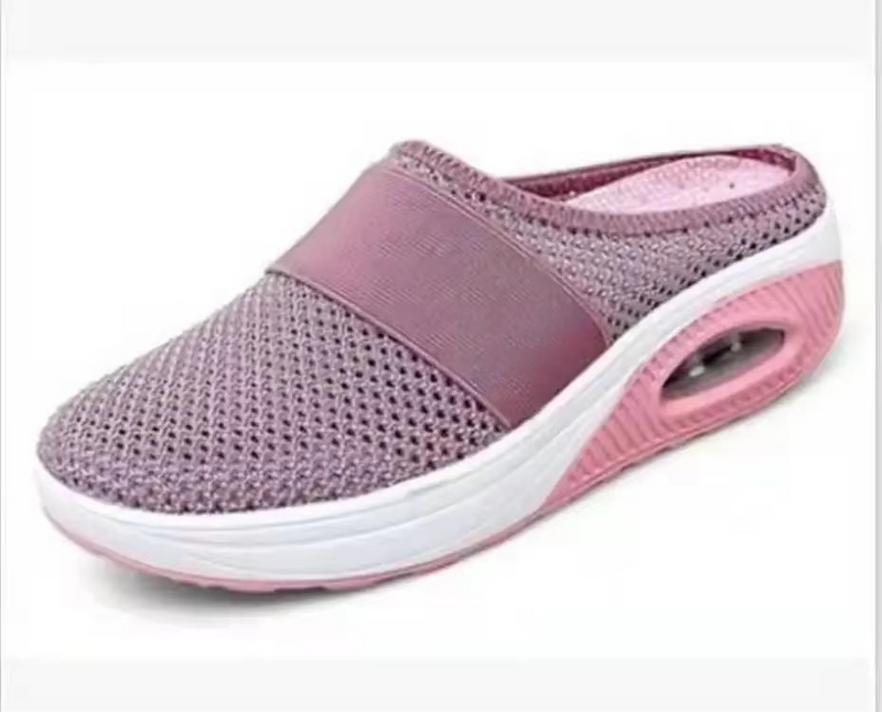 Women's Orthopedic Air Cushion Slip-On Walking Shoes, Lightweight Mesh Platform Mules