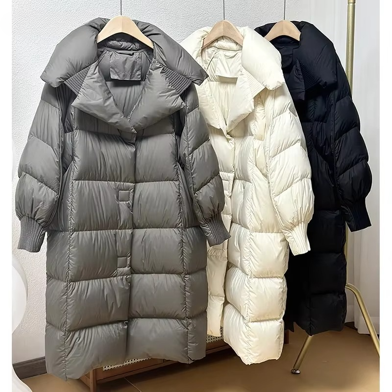 Women's Long Down Coat – Warm Oversized Winter Outerwear
