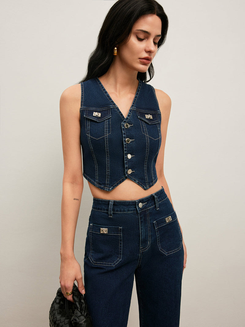 Classic Denim Button-Up Vest