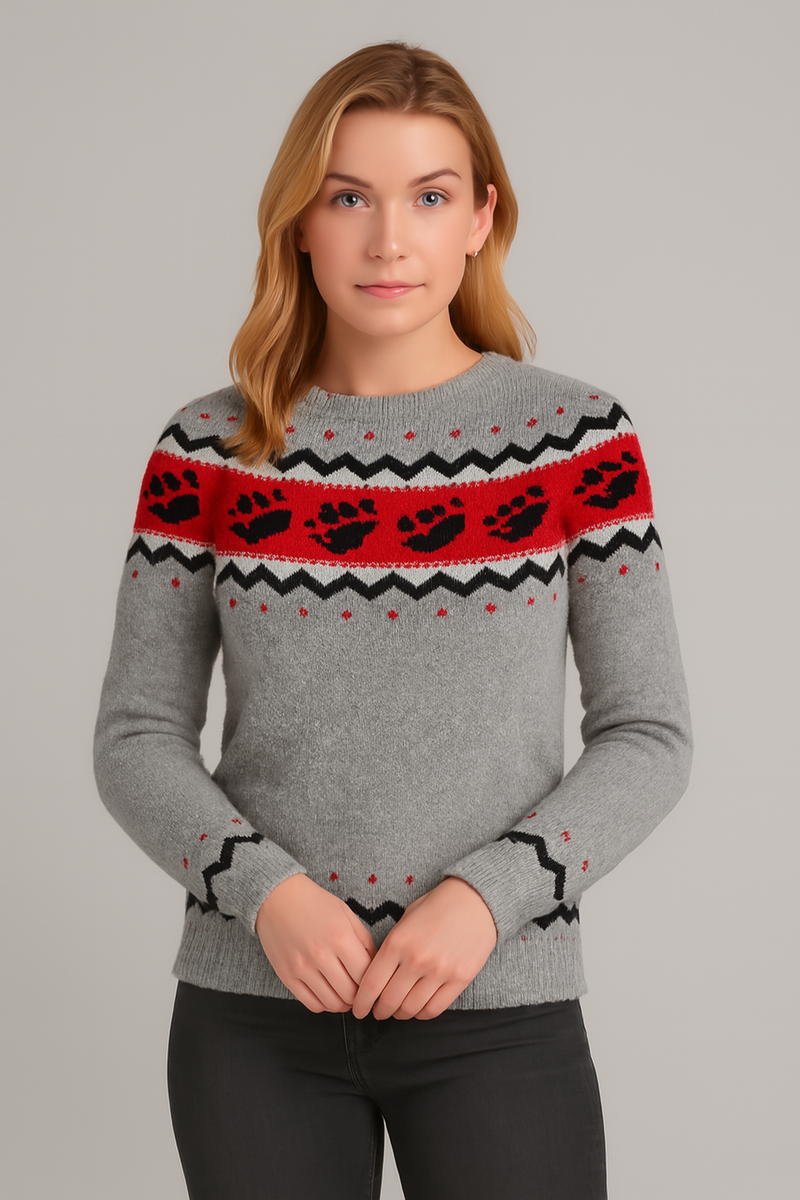 Loose Fit Round Neck Color Block Knitwear Women's Pullover Sweater Casual Long Sleeve