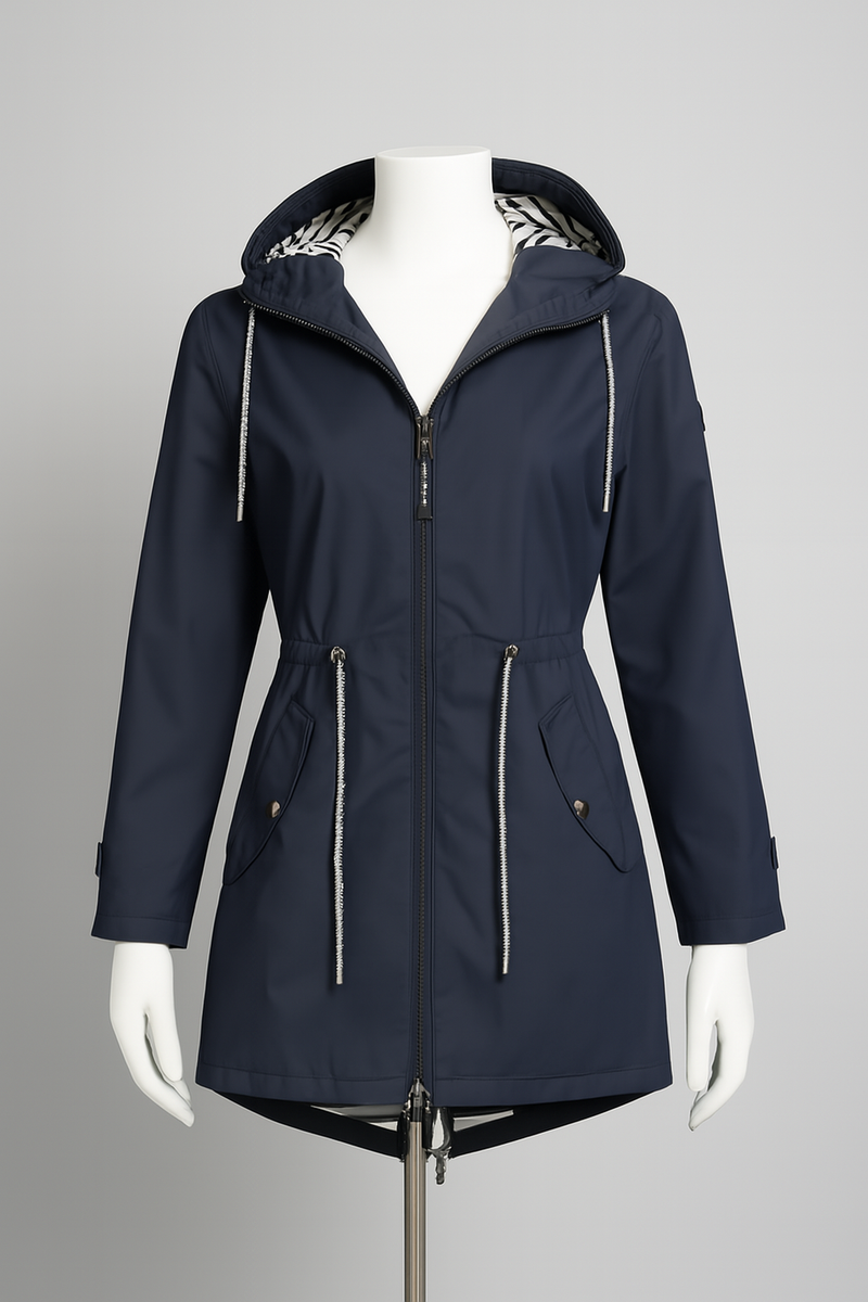 Womens Lightweight Waterproof Rain Jacket With Adjustable Drawstring For Everyday Outdoor Wear