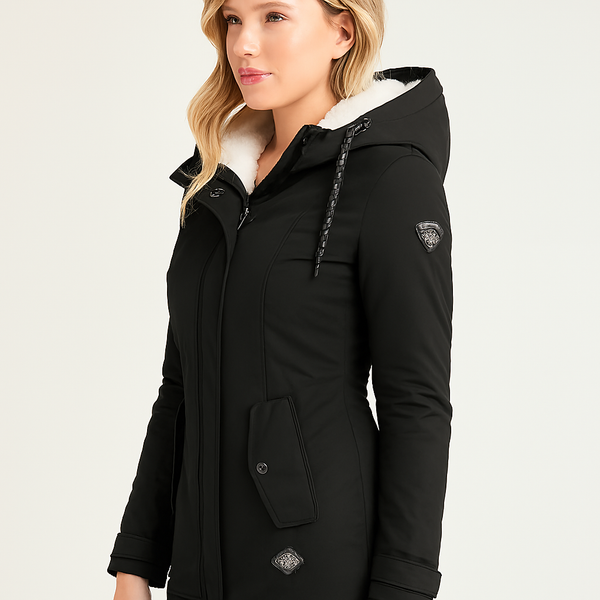 Women’s Slim Fit Winter Coat with Hood and Elastic Waist