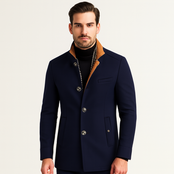 Men's Wool Blend Overcoat With Scarf Collar For Fall And Winter