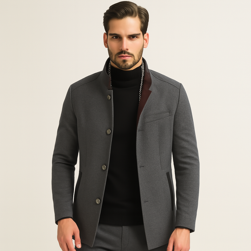 Men's Wool Blend Overcoat With Scarf Collar For Fall And Winter