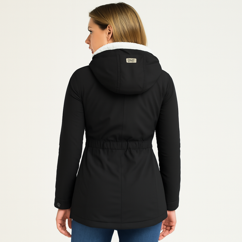 Women’s Slim Fit Winter Coat with Hood and Elastic Waist