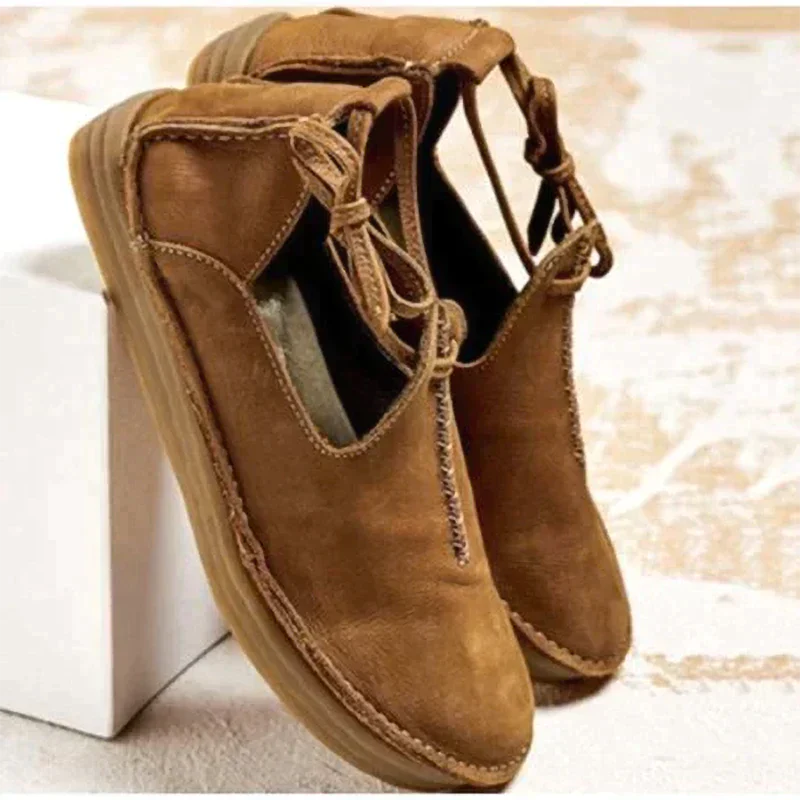 Women's Lace Up Ballet Flats Structured Everyday Style – ForestFieldFashion