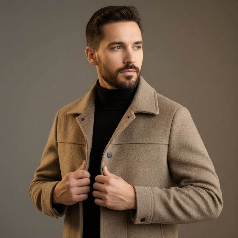 Men's Four Seasons Korean Style Slim Fit Wool Blend Short Jacket