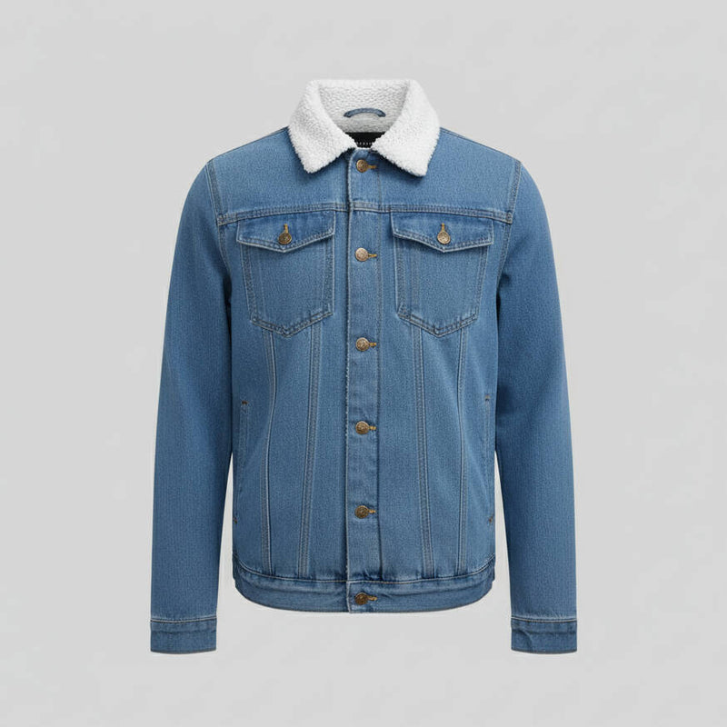 Fleece Lined Denim Sherpa Jacket Mens