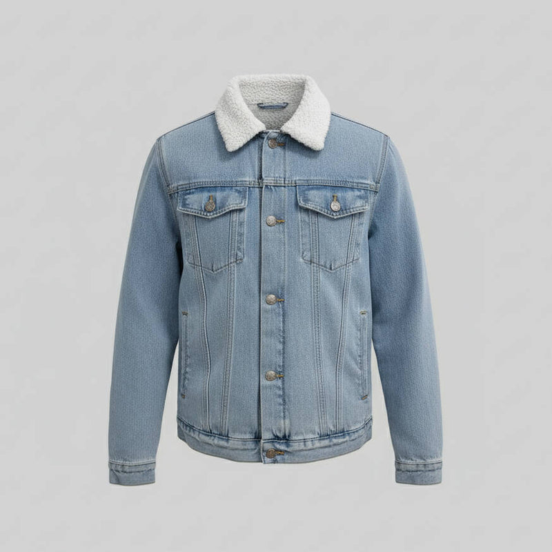 Fleece Lined Denim Sherpa Jacket Mens
