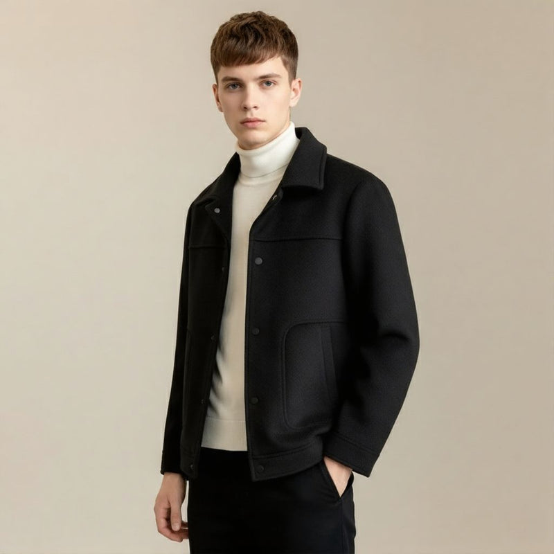 Men's Four Seasons Korean Style Slim Fit Wool Blend Short Jacket