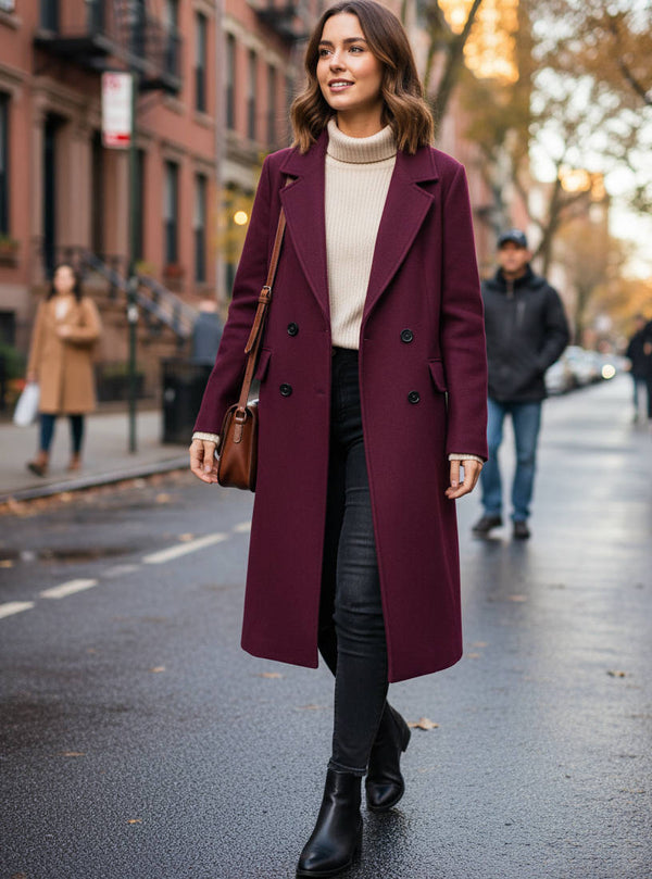 Women's Long Double Breasted Overcoat