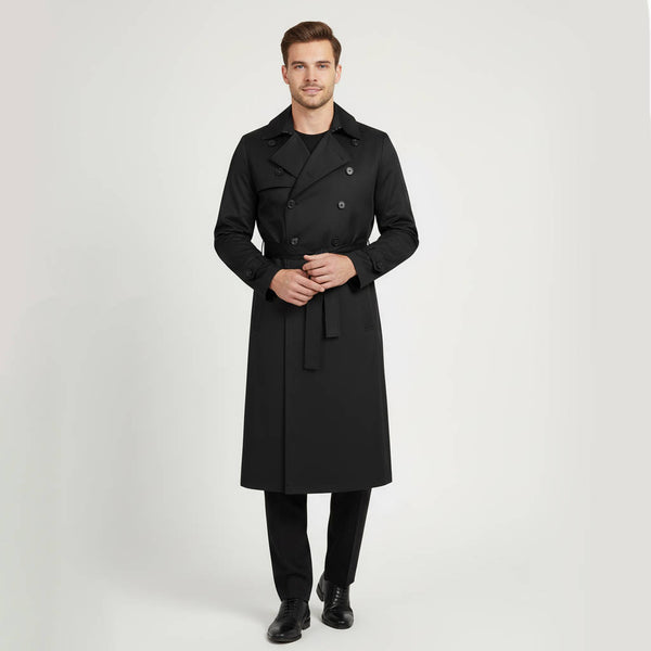 Men's Double Breasted Trench Coat Long & Waterproof