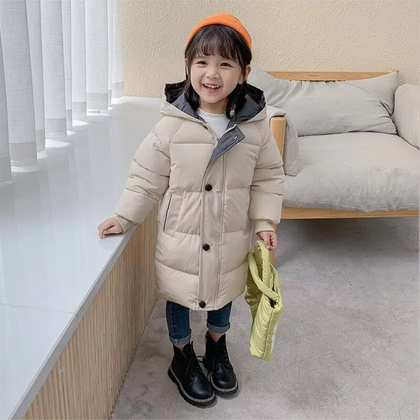 Kids Long Hoodie Jacket, Thick Winter Coat for Boys and Girls Ages 4–10