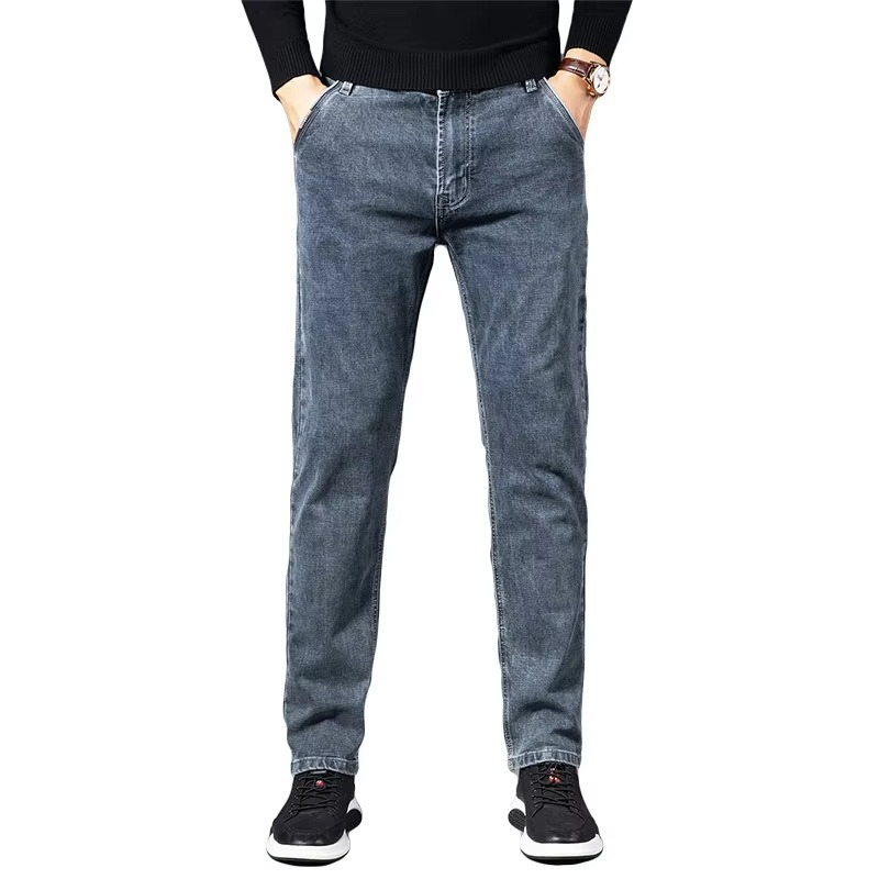 Men's Classic Straight Fit Stretch Denim Jeans – Black Vintage Style, Waist Sizes 29 to 40