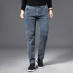 Men's Classic Straight Fit Stretch Denim Jeans – Black Vintage Style, Waist Sizes 29 to 40