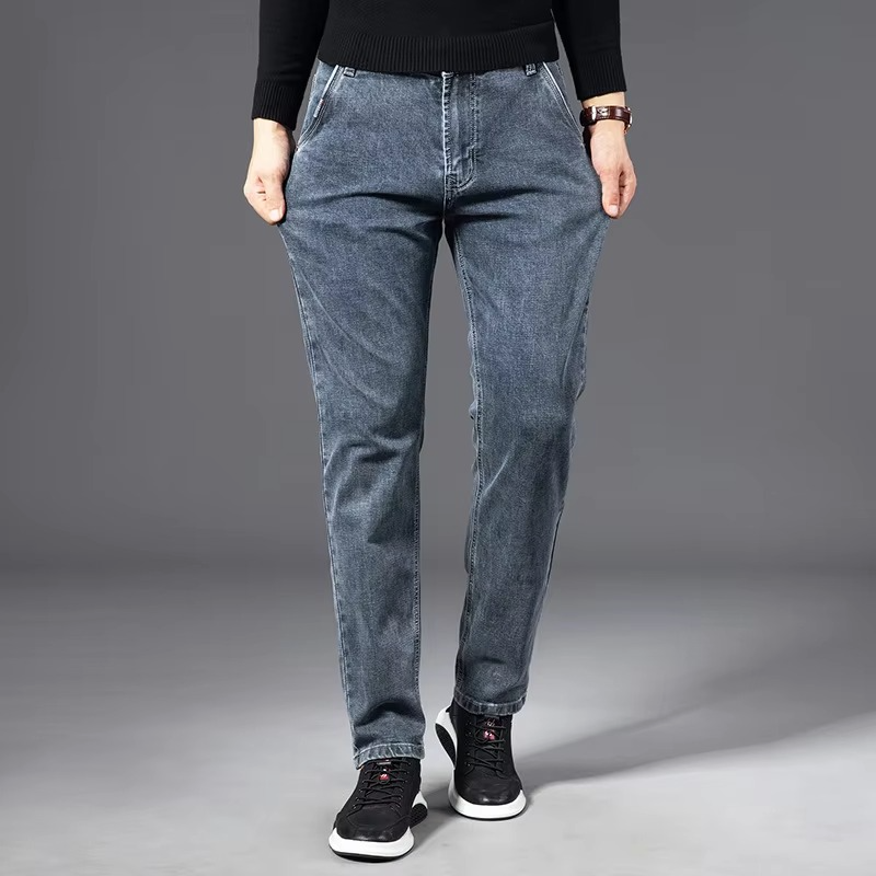 Men's Classic Straight Fit Stretch Denim Jeans – Black Vintage Style, Waist Sizes 29 to 40