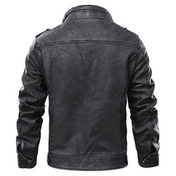 Men's black leather jacket made of genuine leather