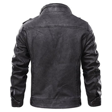 Men's black leather jacket made of genuine leather