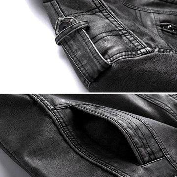 Men's black leather jacket made of genuine leather
