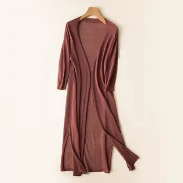Lightweight Women's Long Knit Cardigan — Summer to Autumn Layering Poncho
