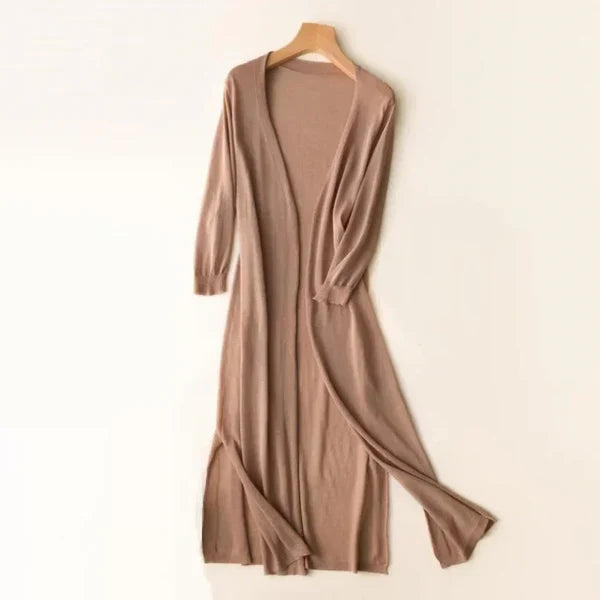 Lightweight Women's Long Knit Cardigan — Summer to Autumn Layering Poncho