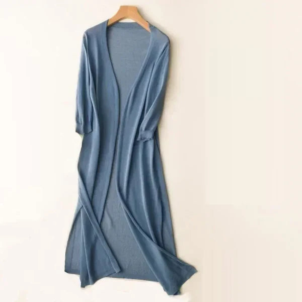 Lightweight Women's Long Knit Cardigan — Summer to Autumn Layering Poncho