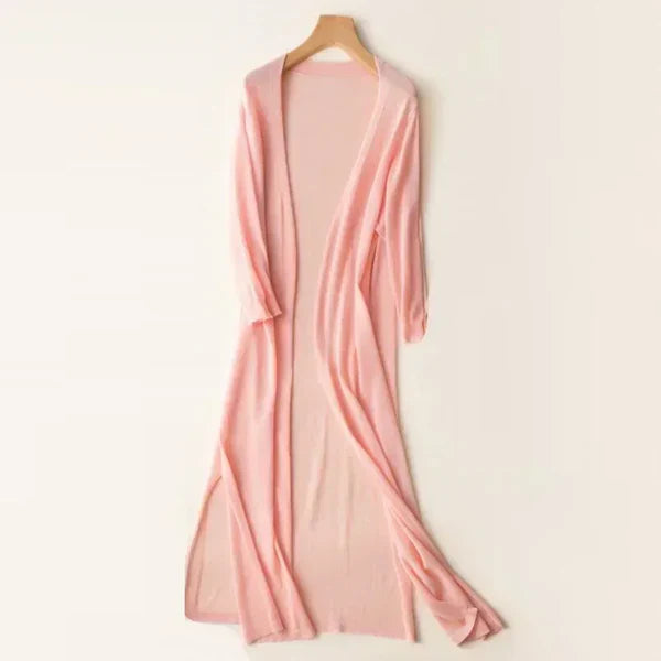 Lightweight Women's Long Knit Cardigan — Summer to Autumn Layering Poncho