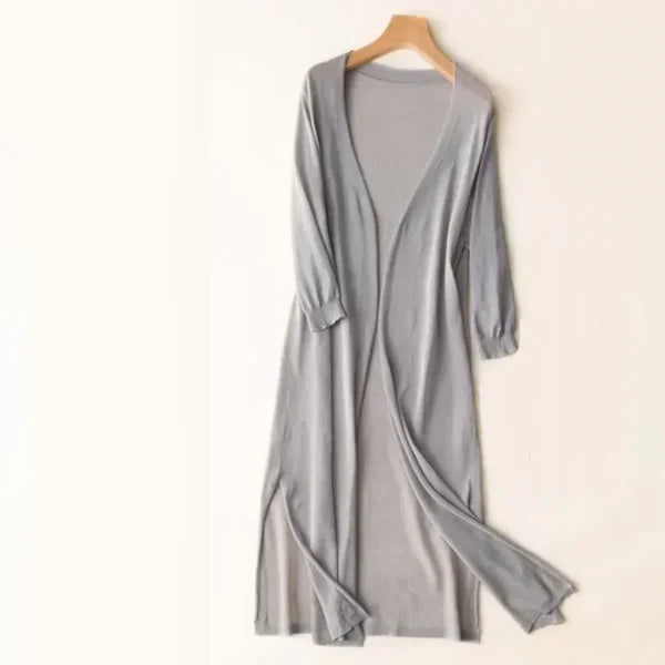 Lightweight Women's Long Knit Cardigan — Summer to Autumn Layering Poncho
