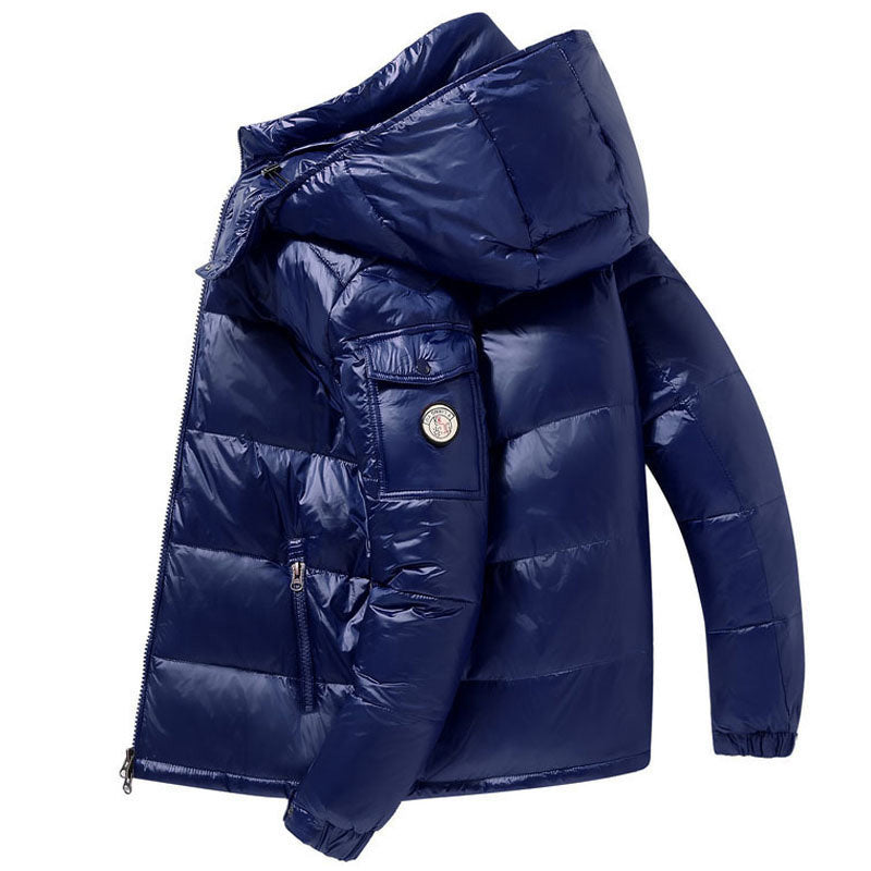 Travis - Men's Glossy Hooded Puffer Jacket