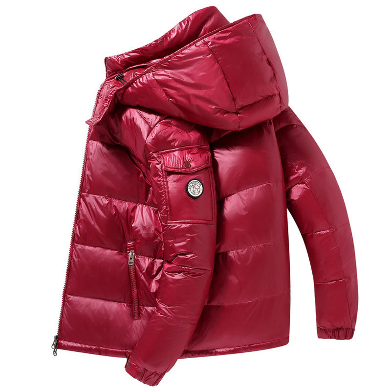 Travis - Men's Glossy Hooded Puffer Jacket