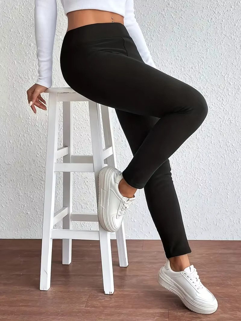 Women's Winter Warm Plush Leggings, Thermal Stretchy Casual Leggings For Cold Weather