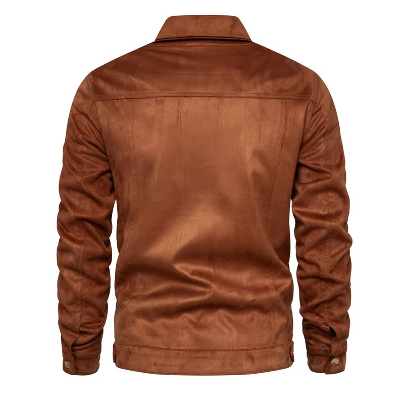 Men's Luxury Suede Leather Jacket – Classic Turn Down Collar Winter Style