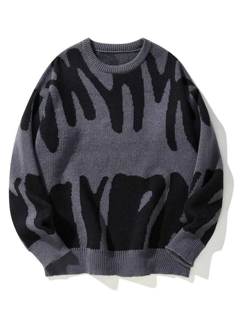 Men's Autumn Winter Jacquard Pattern Contrast Knit Pullover