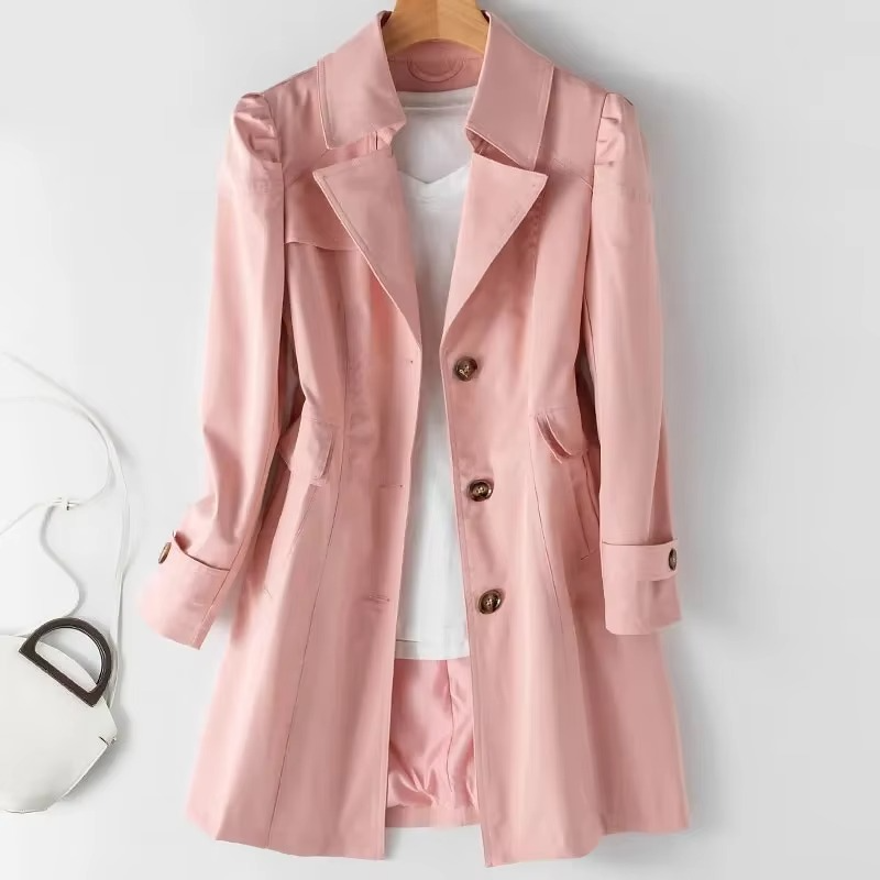 2025 Women’s Mid-Length Double-Breasted Trench Coat for Spring and Fall
