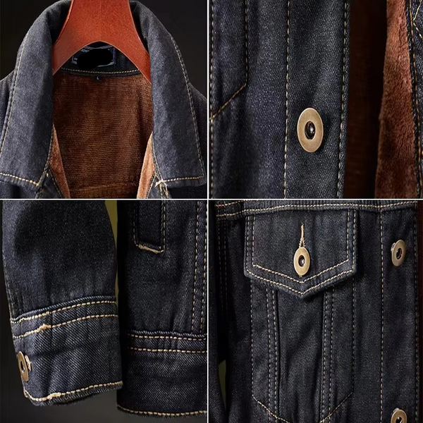 Men's Retro Fleece Lined Denim Jacket