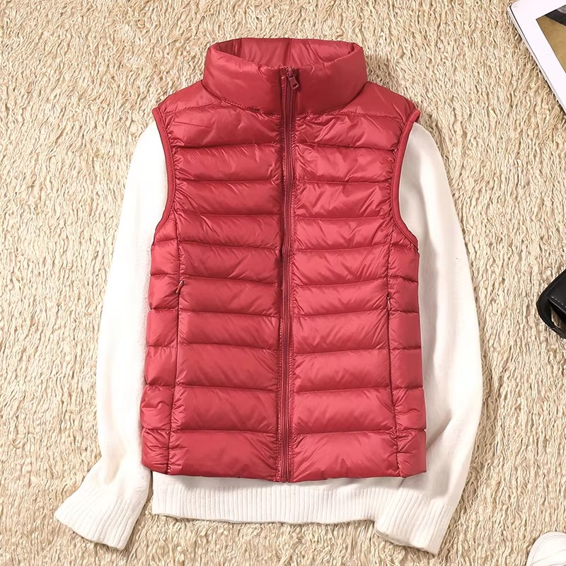 Women's Cropped Sleeveless Down Puffer Vest, Lightweight Nylon Winter Jacket