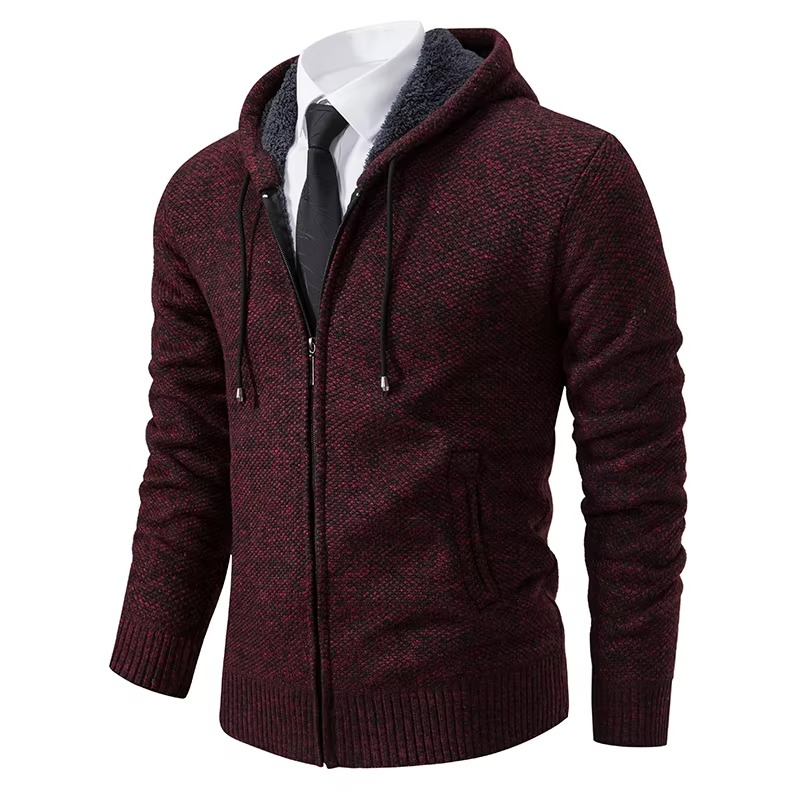 Men's Fleece Lined Stand Collar Zip Cardigan — Warm Casual Sports Coat for Fall and Winter