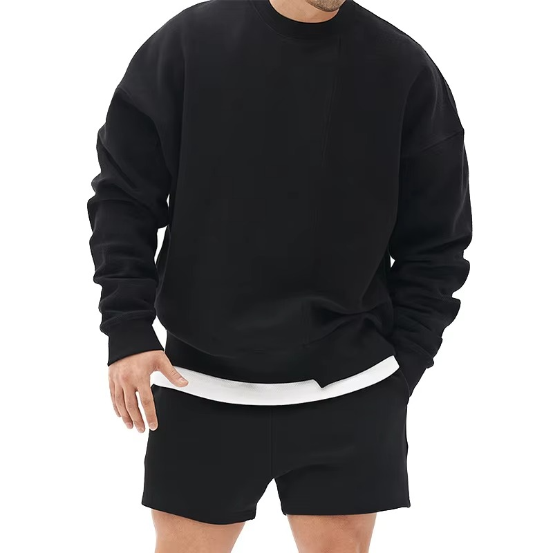 Men's Loose Fit Gym Hoodie Sweatshirt O Neck Long Sleeve Casual Pullover