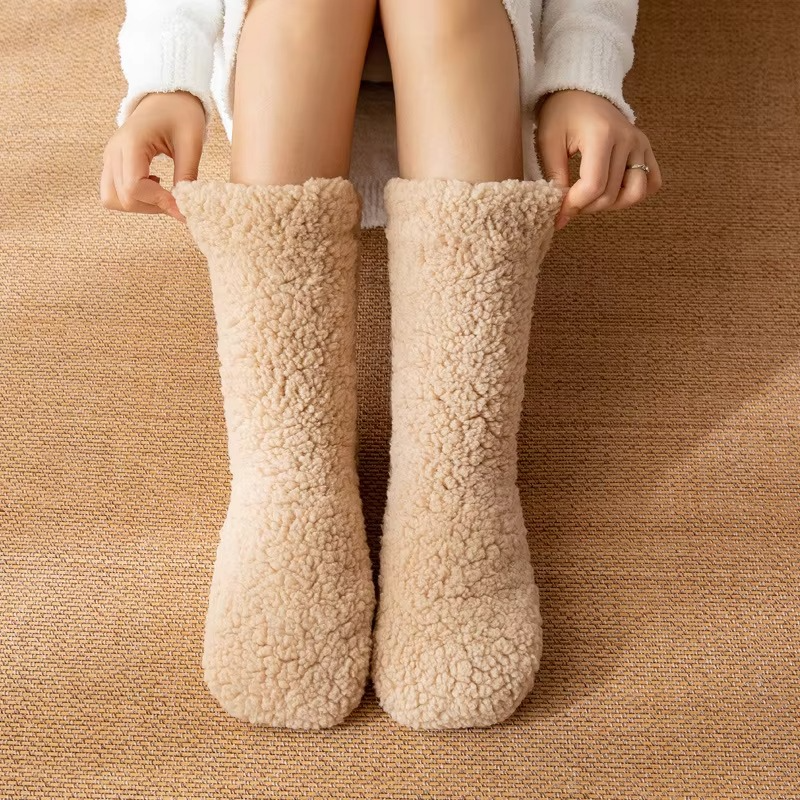 Women’s Thickened Thermal Home Socks, Ultra Warm Velvet Lined Anti Slip Indoor Slipper Socks