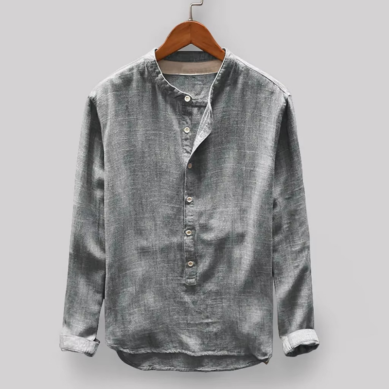 Men's 2025 Solid Color Cotton-Linen Long Sleeve Shirt